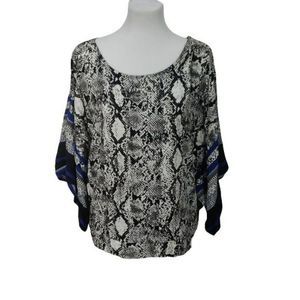 Unique Spectrum Black Snakeskin Plus Size 2x scoop neck‎ animal print Top Blouse